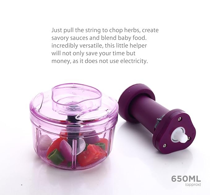 650ml Round Push Chopper - Compact Manual Food Processor for Quick Chopping