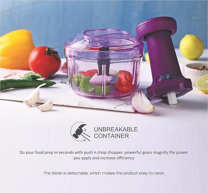 650ml Round Push Chopper - Compact Manual Food Processor for Quick Chopping