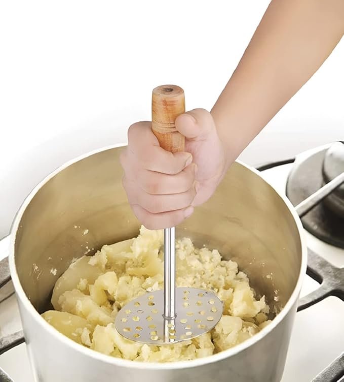 Wooden Masher - Premium Quality Potato Masher for Smooth and Creamy Results