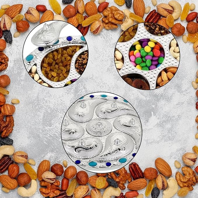 Silver Round Dryfruit Box - Elegant Airtight Container for Nuts, Dried Fruits, and Snacks