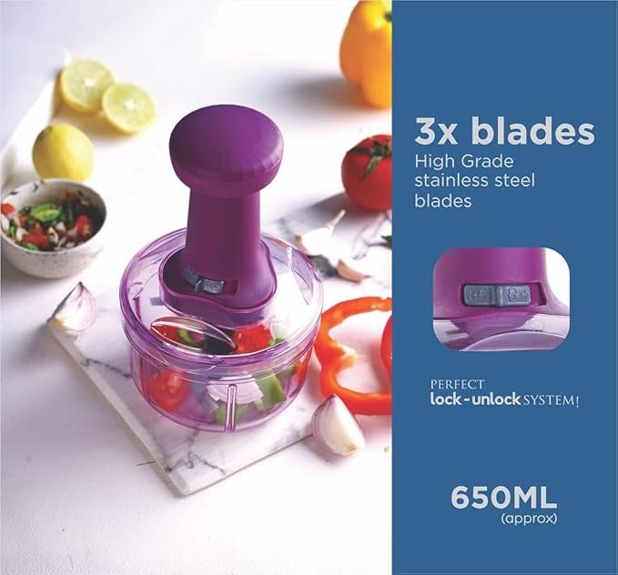 650ml Push Chopper - Compact Vegetable Chopper for Quick and Easy Food Preparation