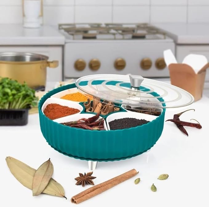 Revolving Masala Box - Spice Organizer with 12 Containers for Easy Access and Freshness