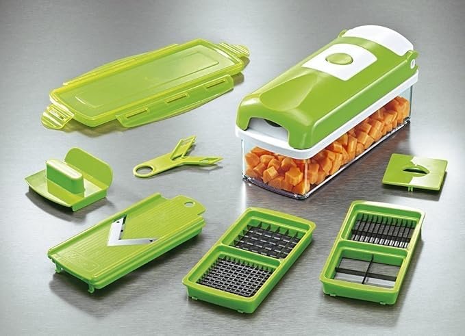 12-in-1 Nicer Dicer – All-in-One Vegetable and Fruit Slicer, Chopper, and Grater Set with Multiple Blades for Easy Meal Prep, BPA-Free
