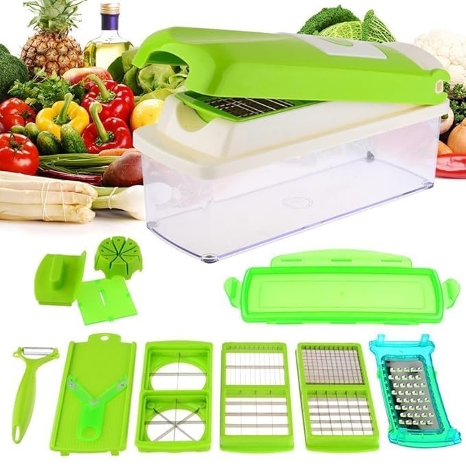 12-in-1 Nicer Dicer – All-in-One Vegetable and Fruit Slicer, Chopper, and Grater Set with Multiple Blades for Easy Meal Prep, BPA-Free