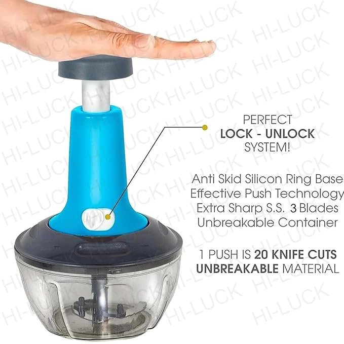 Premium Push Chopper 650ml – Efficient Vegetable & Fruit Cutter with Sharp Stainless Steel Blades, BPA-Free