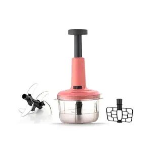 Push Chopper 650ml – Compact Manual Vegetable & Fruit Chopper with Sharp Stainless Steel Blades