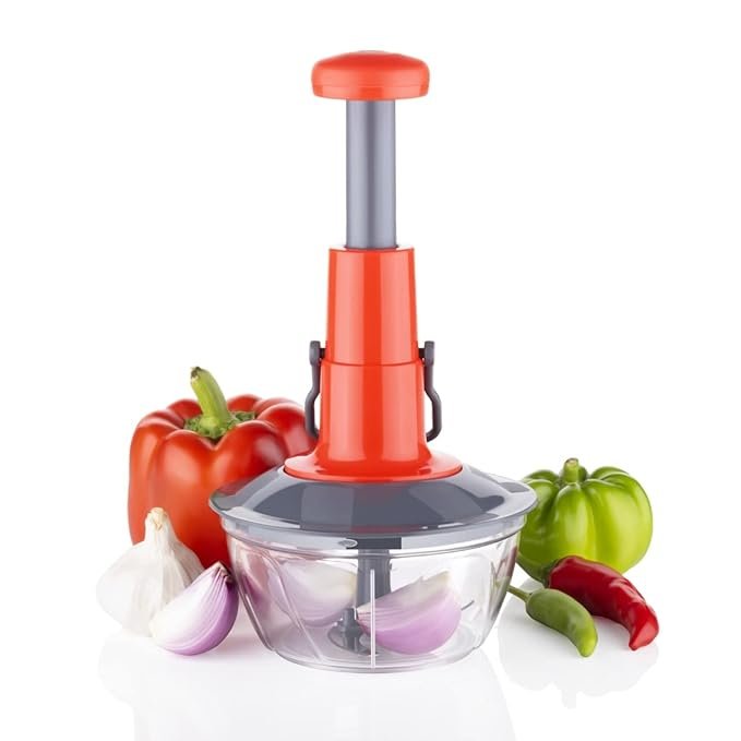 Push Chopper 500ml – Compact Manual Vegetable & Fruit Chopper with Sharp Stainless Steel Blades, BPA-Free