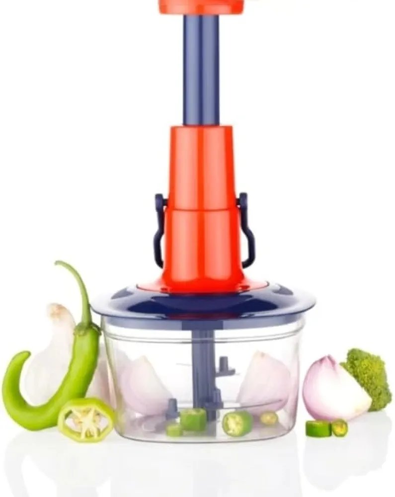 Extra-Large Push Chopper 1100ml – High-Capacity Manual Vegetable & Fruit Chopper with Ultra-Sharp Stainless Steel Blades