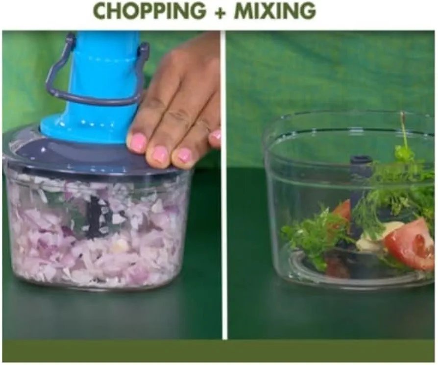 Extra-Large Push Chopper 1100ml – High-Capacity Manual Vegetable & Fruit Chopper with Ultra-Sharp Stainless Steel Blades