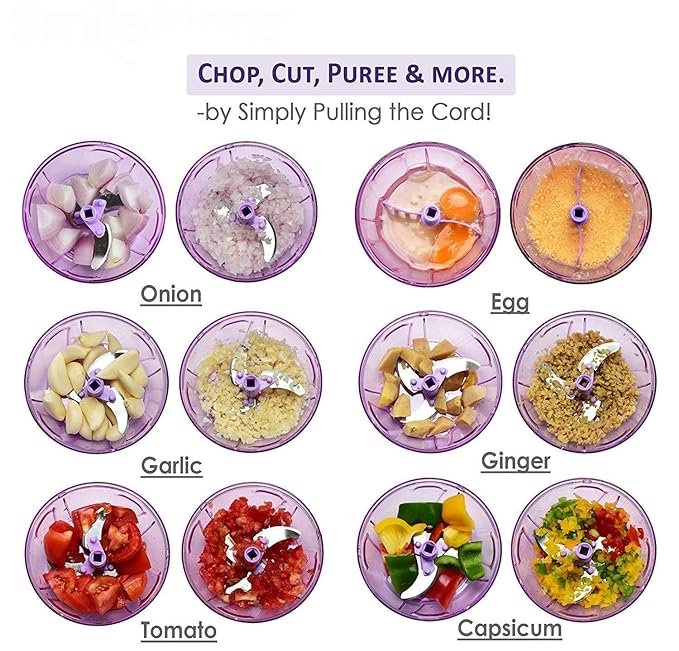 Handy Chopper 550ml – Portable Manual Vegetable & Fruit Chopper with Sharp Stainless Steel Blades, BPA-Free, Easy to Use & Clean