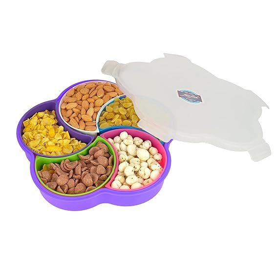 Flower Dry Fruit Box – Elegant Decorative Container for Nuts and Dry Fruits with Divided Sections, Perfect for Gifting or Home Storage