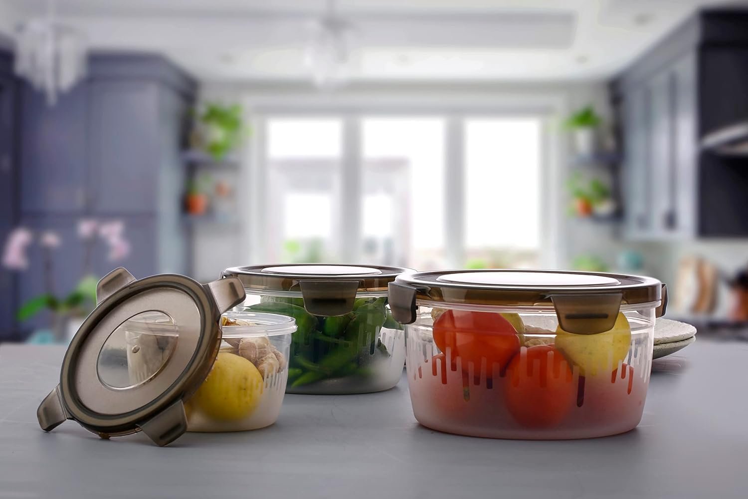 Round Container 3-Piece Set – Airtight & Leak-Proof Food Storage Containers, BPA-Free, Microwave & Freezer Safe, Ideal for Meal Prep and Kitchen Organization
