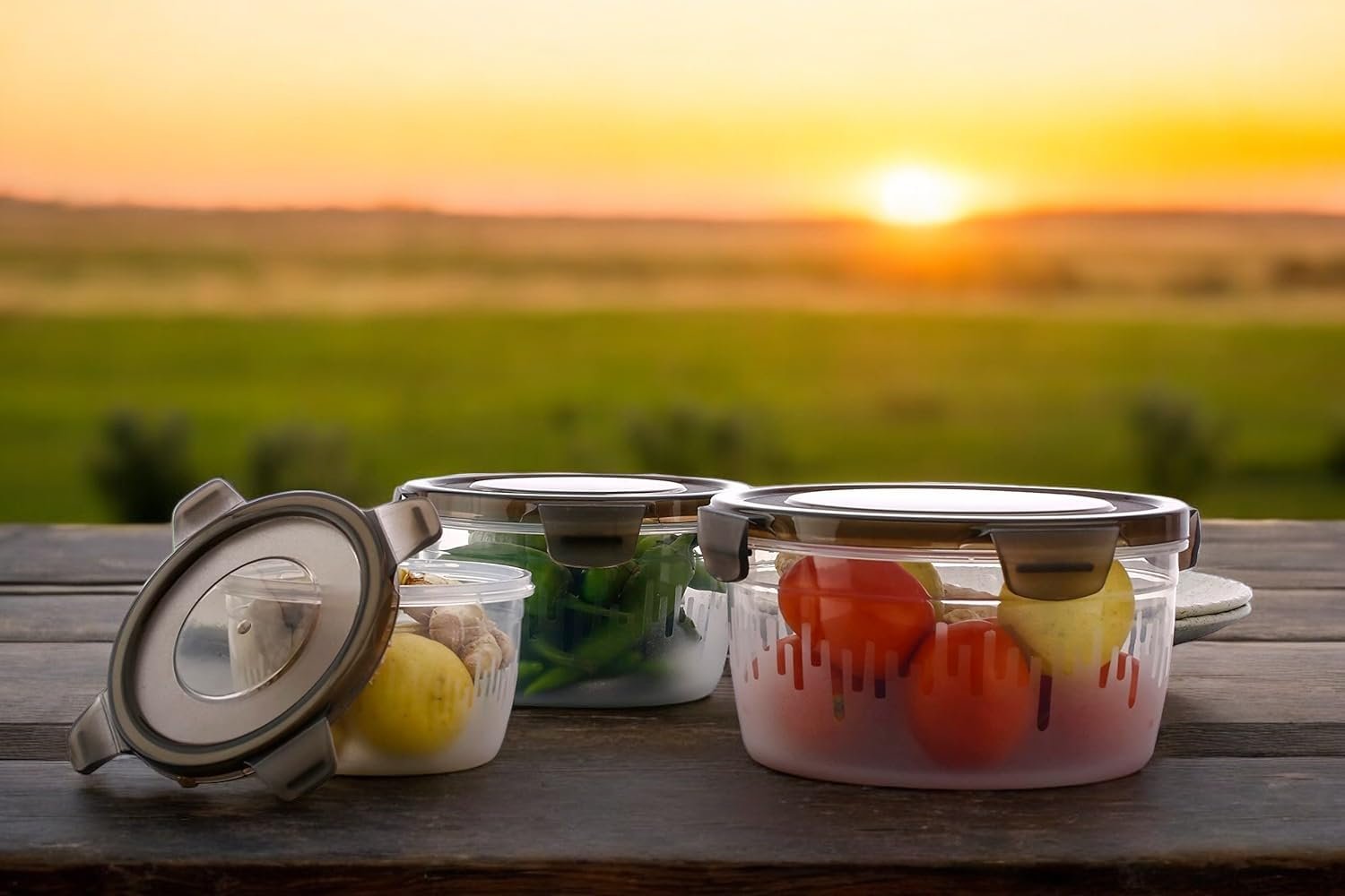 Round Container 3-Piece Set – Airtight & Leak-Proof Food Storage Containers, BPA-Free, Microwave & Freezer Safe, Ideal for Meal Prep and Kitchen Organization