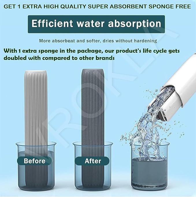 Mini Mop for Kitchen with Sponge Portable Mini Mop Self Squeeze Strong Absorbent Magic Wiper for Kitchen Small Wet & Dry Use for Bathroom Wall Glass Car Table Home Mini MOP Random