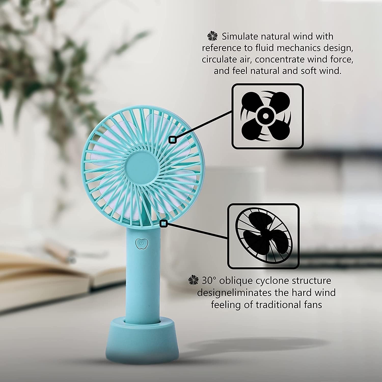 Portable Handheld Fan - Rechargeable Mini Fan, 3 Speeds, Quiet Personal Cooling Fan for Travel, Outdoor, Office, & Home Use
