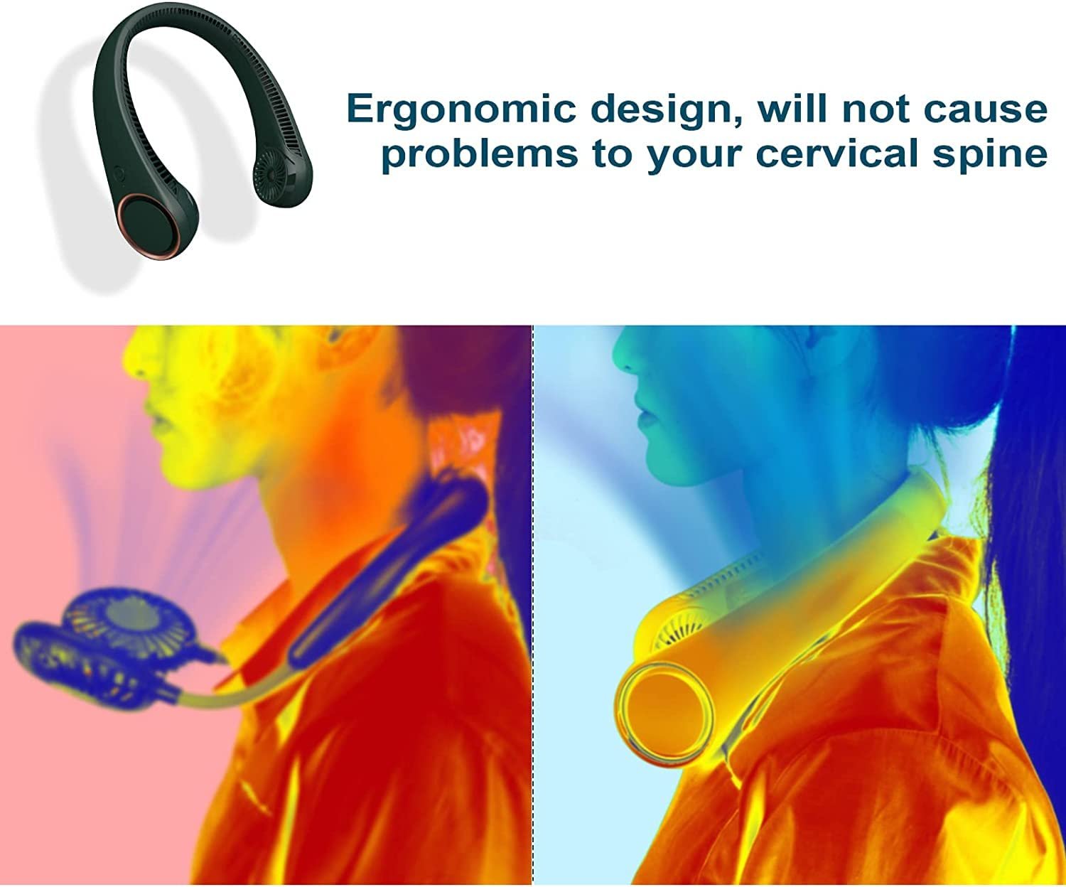 Portable Neck Fan - Rechargeable, Hands-Free Cooling for Outdoor, Travel & Sports