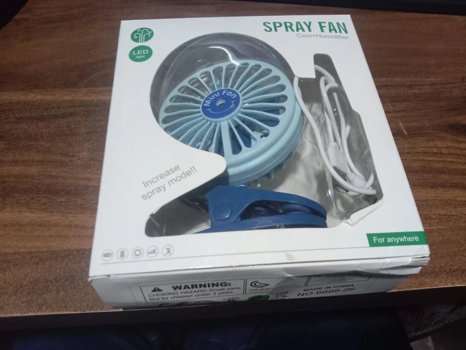 Portable Clip-On Fan - 3-Speed Rechargeable Mini Fan with Light & Mist Spray, Quiet USB Table Fan, 360° Rotation for Home, Office, Camping