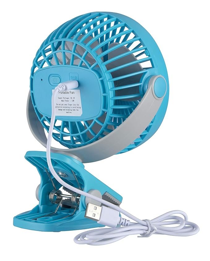 Portable Clip-On Fan - 3-Speed Rechargeable Mini Fan with Light & Mist Spray, Quiet USB Table Fan, 360° Rotation for Home, Office, Camping