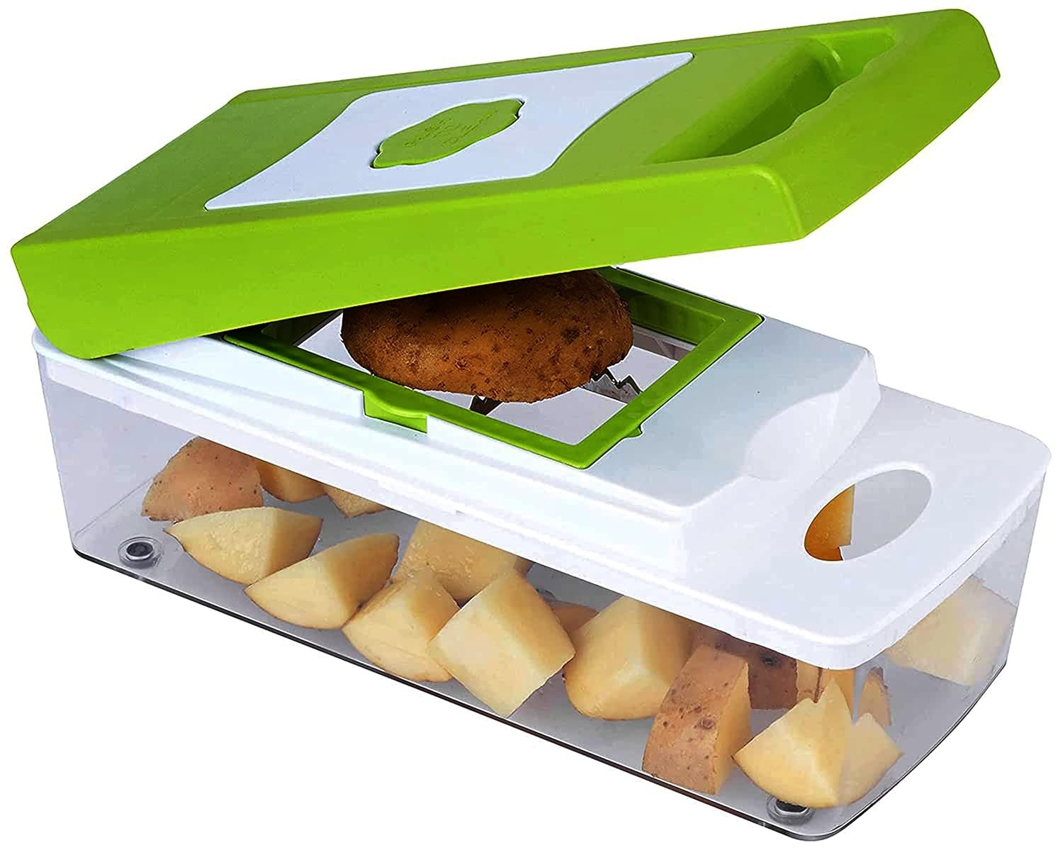 Vegetable & Fruit Slicer - Premium Stainless Steel Multi-Function Slicer, Sharp Blades for Slicing, Dicing, and Julienne, Easy to Use, Ideal for Vegetables, Fruits, and Salads, Dishwasher Safe