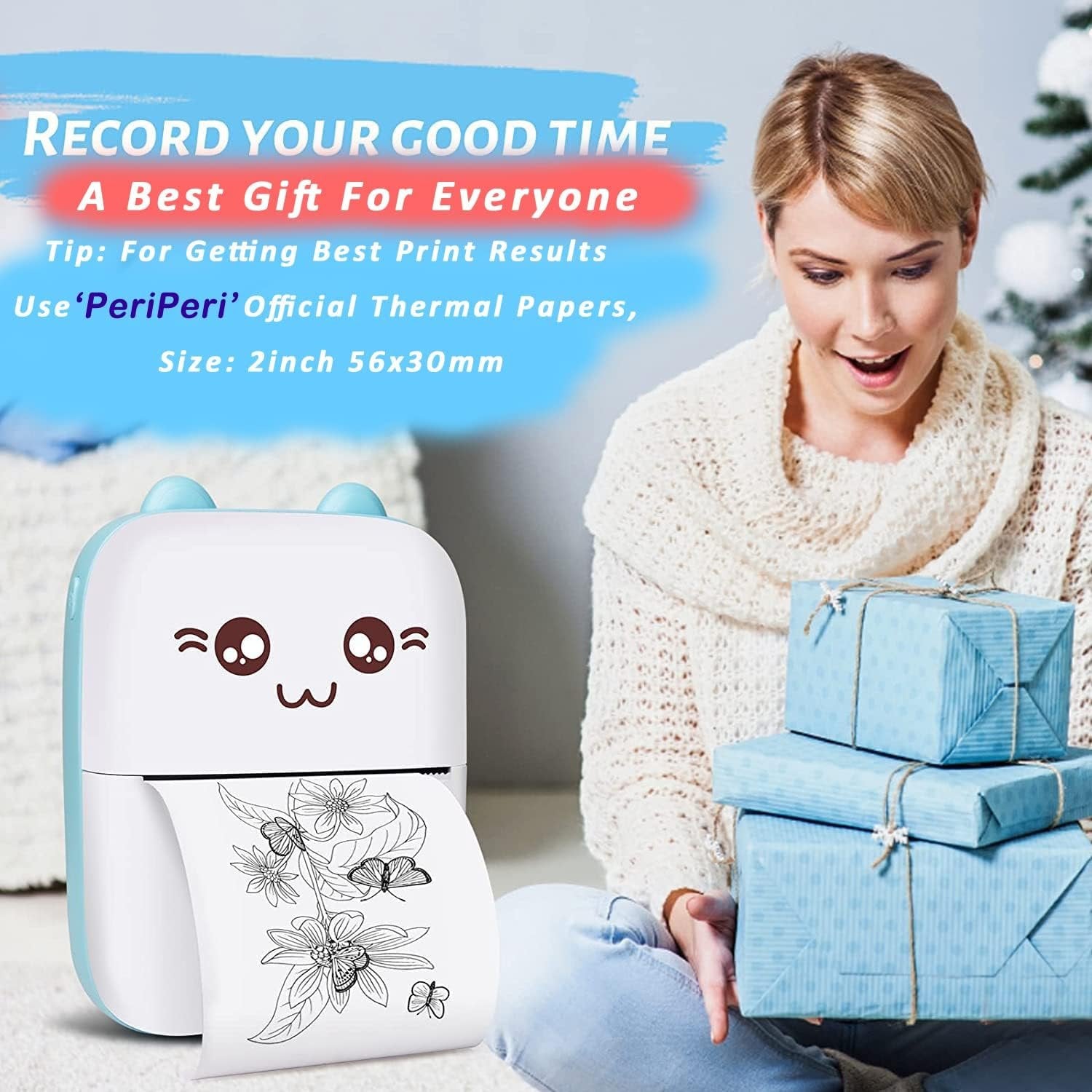 Pocket Mini Printer – Portable Wireless Thermal Printer for Photos, Labels, Notes & Documents – Bluetooth Printer for Smartphone, Compact & Rechargeable, Ideal for Travel & Home Use