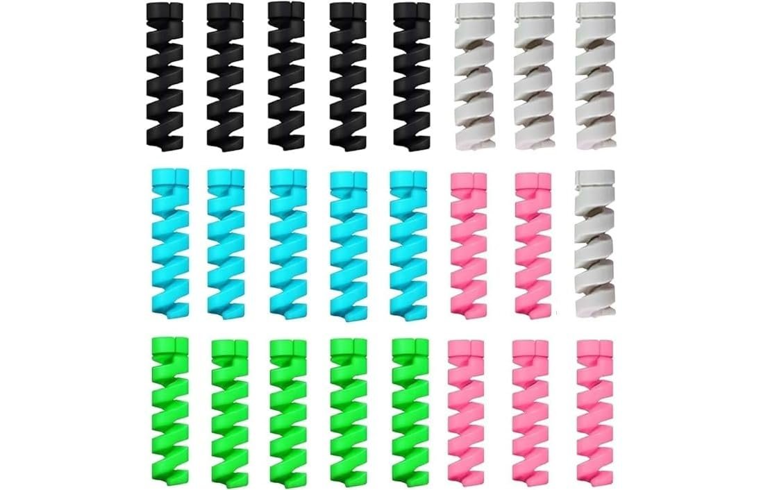 Cable Protector – Durable Silicone Cable Sleeve for Charging Cords, Headphone Wires & USB Cables – Prevents Fraying & Damage, Flexible and Easy to Use, Pack of 4