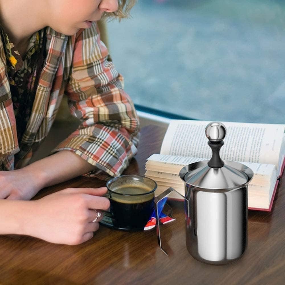 Milk Frother - 400 ML, Electric Foam Maker, Stainless Steel, Handheld, Froths Milk for Coffee, Latte, Cappuccino, Hot and Cold Milk, Easy to Clean
