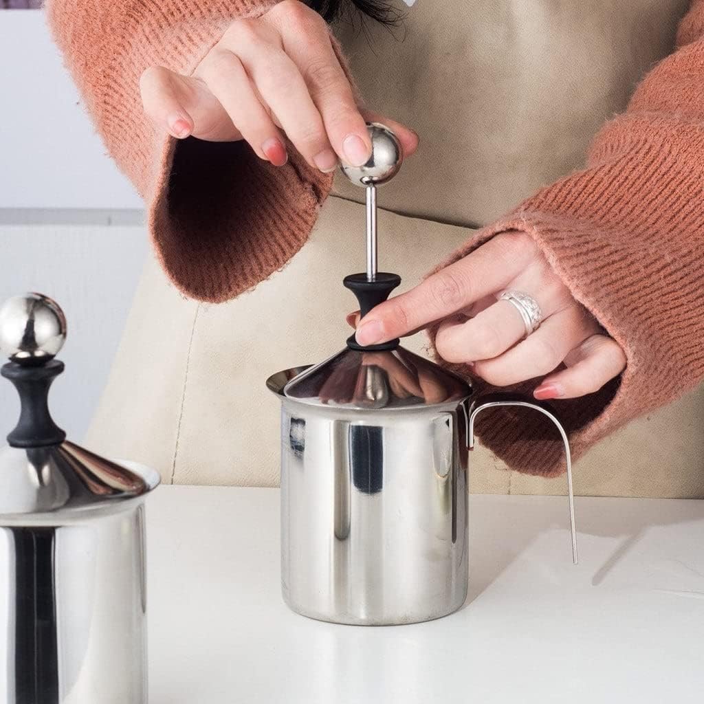 Milk Frother - 400 ML, Electric Foam Maker, Stainless Steel, Handheld, Froths Milk for Coffee, Latte, Cappuccino, Hot and Cold Milk, Easy to Clean