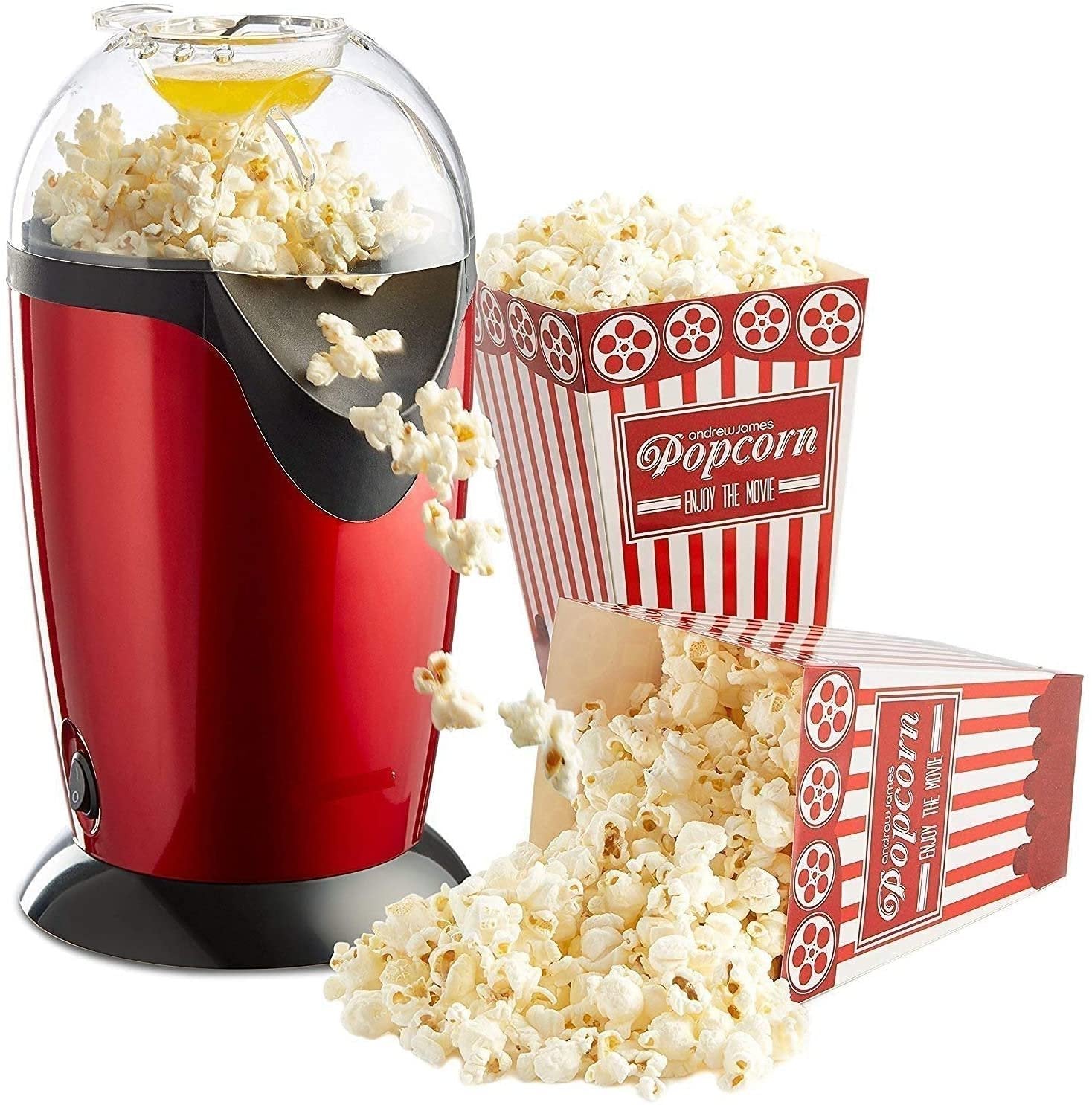 Easy Popcorn Maker – Hot Air Popper, Oil-Free, Fast and Convenient, Perfect for Healthy Homemade Popcorn, 1200W, Compact Design, Ideal for Family Movie Nights and Parties
