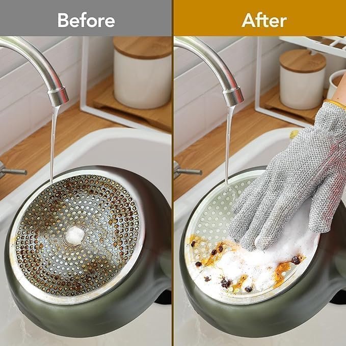 Wire Dish Washing Gloves - Durable, Non-Slip, Heavy Duty Gloves for Scrubbing Dishes, Kitchen Cleaning, and Household Use