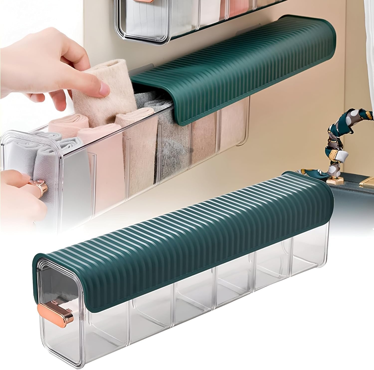 6 Slot Socks Organizer - Space-Saving Drawer Organizer for Socks, Underwear, and Accessories | Foldable, Durable, and Easy to Use