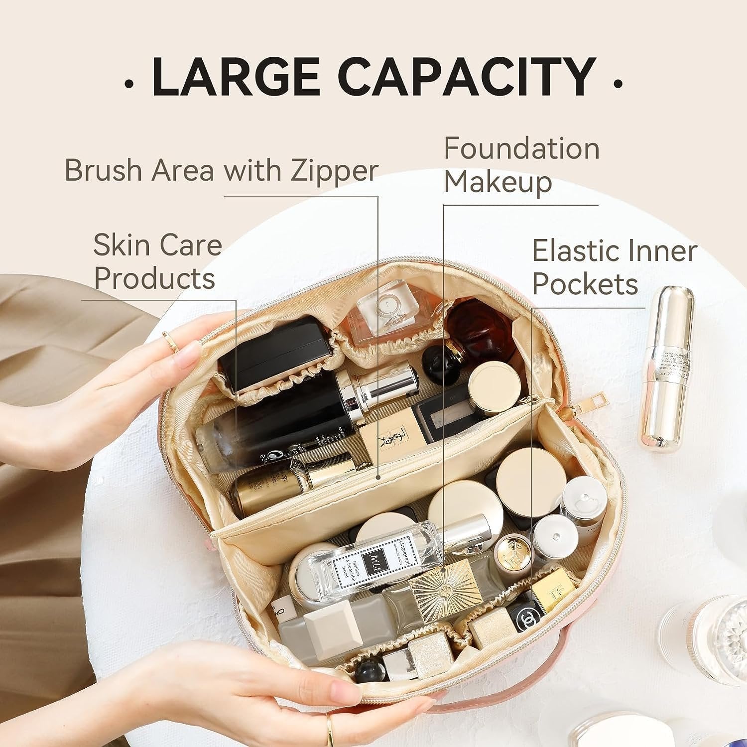Cute PU Makeup Bag – Stylish & Compact Cosmetic Organizer for Travel, Toiletries, and Everyday Use, Waterproof and Durable PU Leather Makeup Case