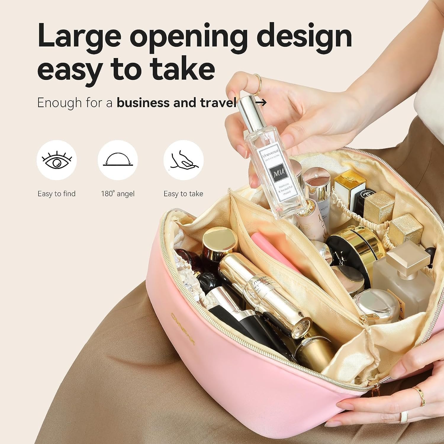 Cute PU Makeup Bag – Stylish & Compact Cosmetic Organizer for Travel, Toiletries, and Everyday Use, Waterproof and Durable PU Leather Makeup Case