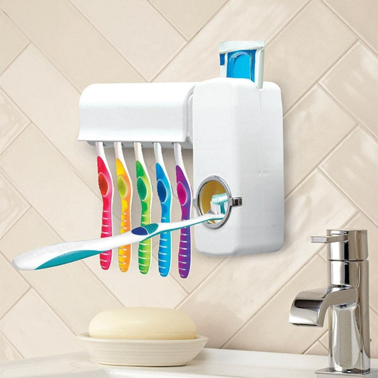 Toothpaste Dispenser White – Automatic Toothpaste Squeezer, Wall-Mounted, Easy to Use, Hygienic, Mess-Free, Ideal for Home and Bathroom Organization