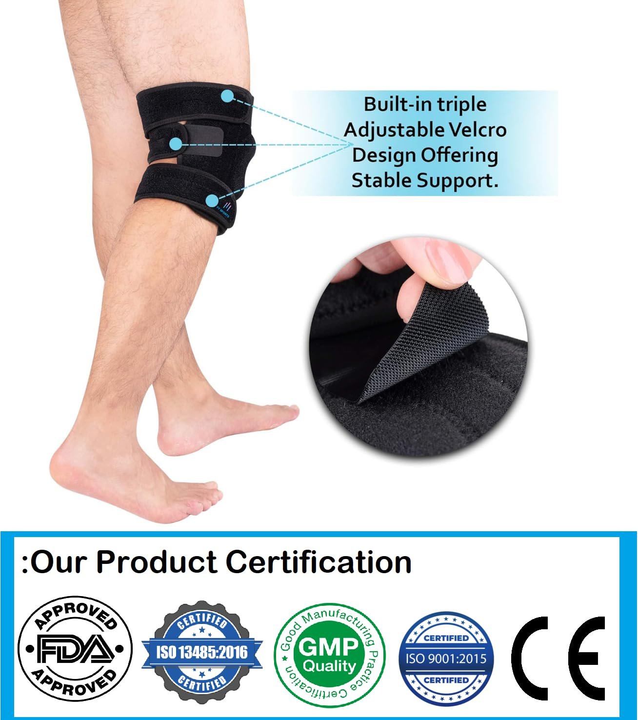 Power Knee Support – Adjustable Compression Knee Brace for Joint Pain Relief, Arthritis, Patella Stabilization, Comfortable, Breathable, and Durable