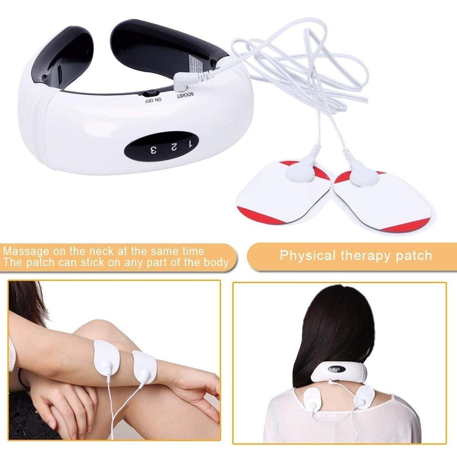 Electric Neck Massager - Rechargeable Neck and Shoulder Pain Relief Massager | Portable, Adjustable, Soothing Vibration Therapy for Stress Relief