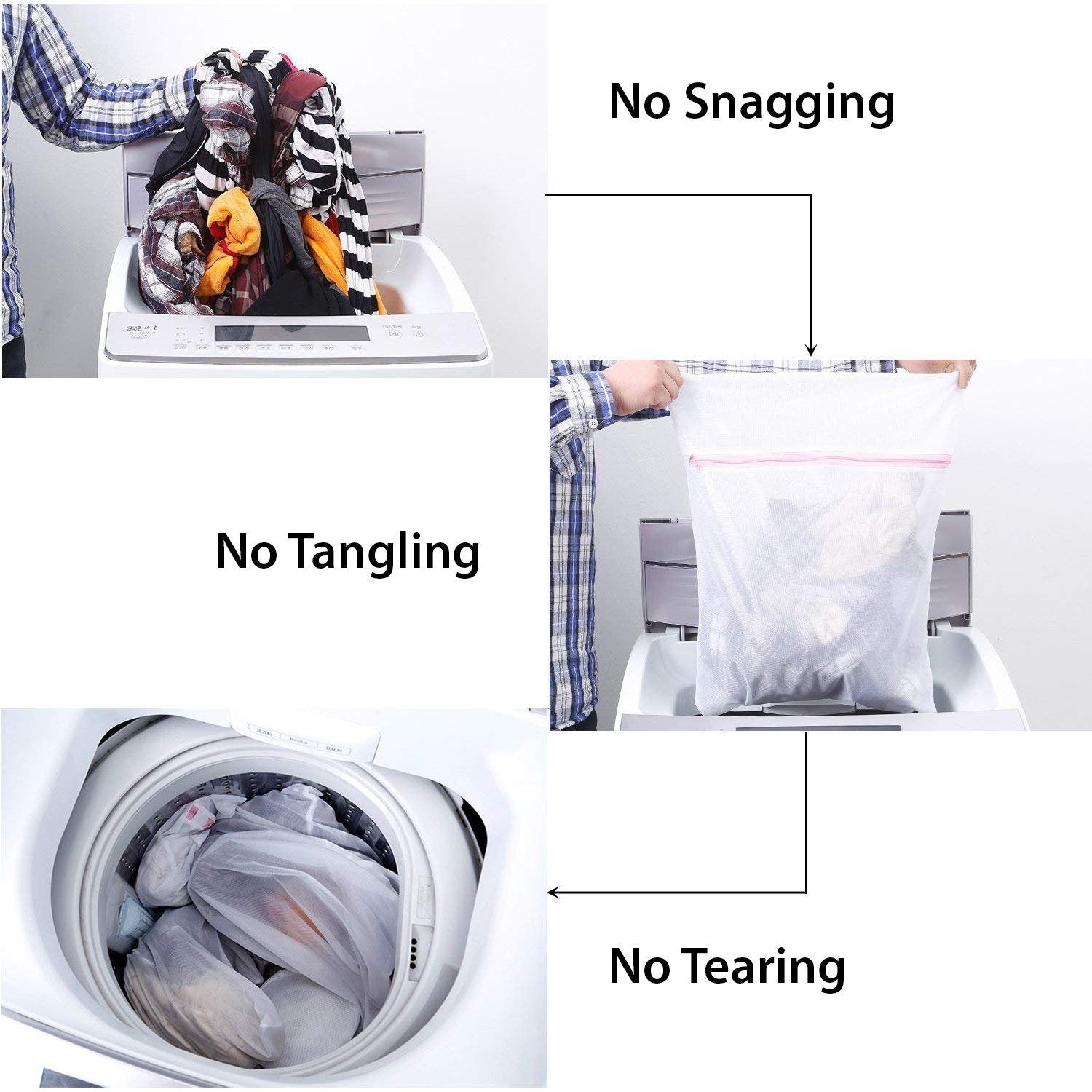 3 Pcs Laundry Bag Set – Durable, Mesh Laundry Bags for Clothes, Delicates, and Lingerie, Anti-Tear, Zipper Closure, Ideal for Washing, Travel & Organization