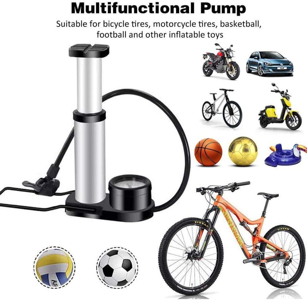 Bicycle Foot Pump | Portable and High-Pressure Bike Tire Inflator with Built-in Gauge