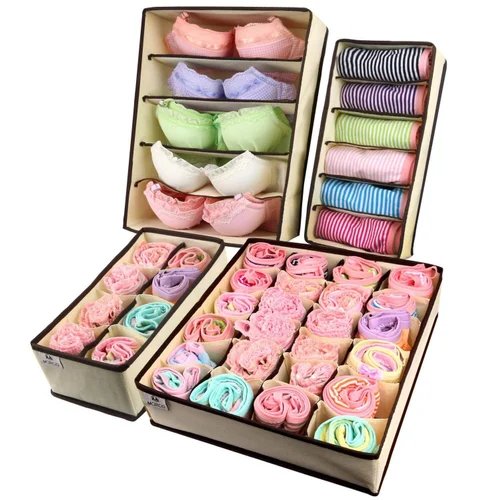 4-Drawer Divider Cloth Organizer – Space-Saving Storage Solution, Multi-Compartment Design for Clothes, Socks, Underwear, and Accessories, Easy to Use and Clean