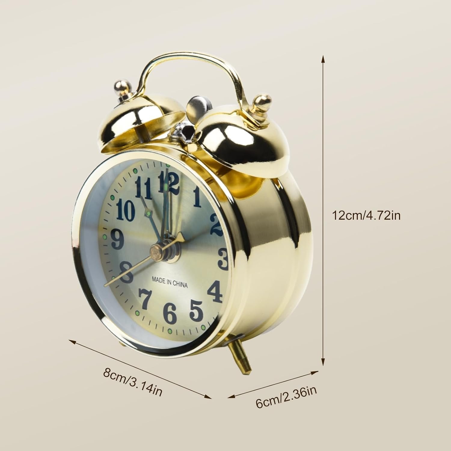 Twin Bell Alarm Clock – Classic Vintage Style, Loud and Clear Sound, Easy-to-Use, Battery Operated, Ideal for Heavy Sleepers, Home or Office Use
