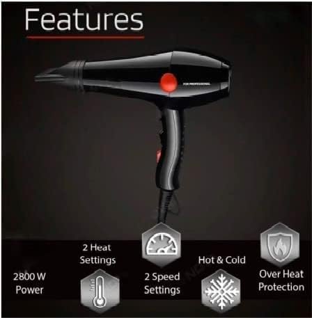 Professional Hair Dryer – High-Speed Blow Dryer with Multiple Heat & Speed Settings, Salon-Quality Results, Lightweight and Durable, Perfect for Fast Drying and Styling