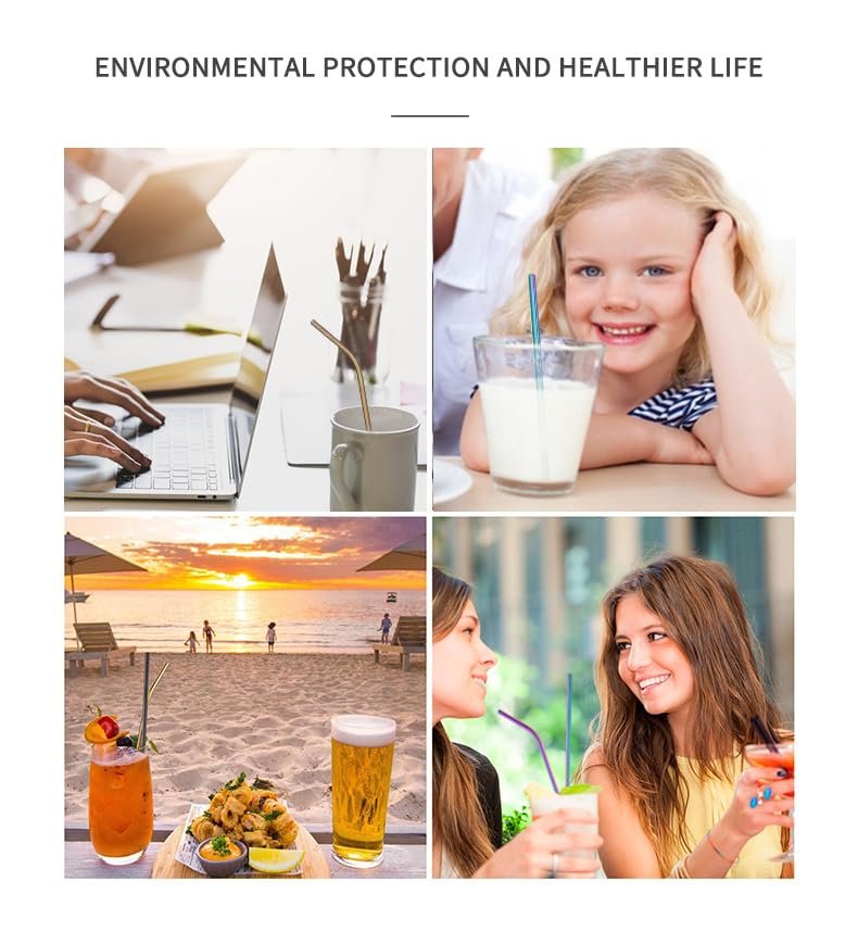 Stainless Steel Straw – Reusable, Eco-Friendly Metal Straw, Durable and Dishwasher Safe, Ideal for Smoothies, Beverages, and On-the-Go Use