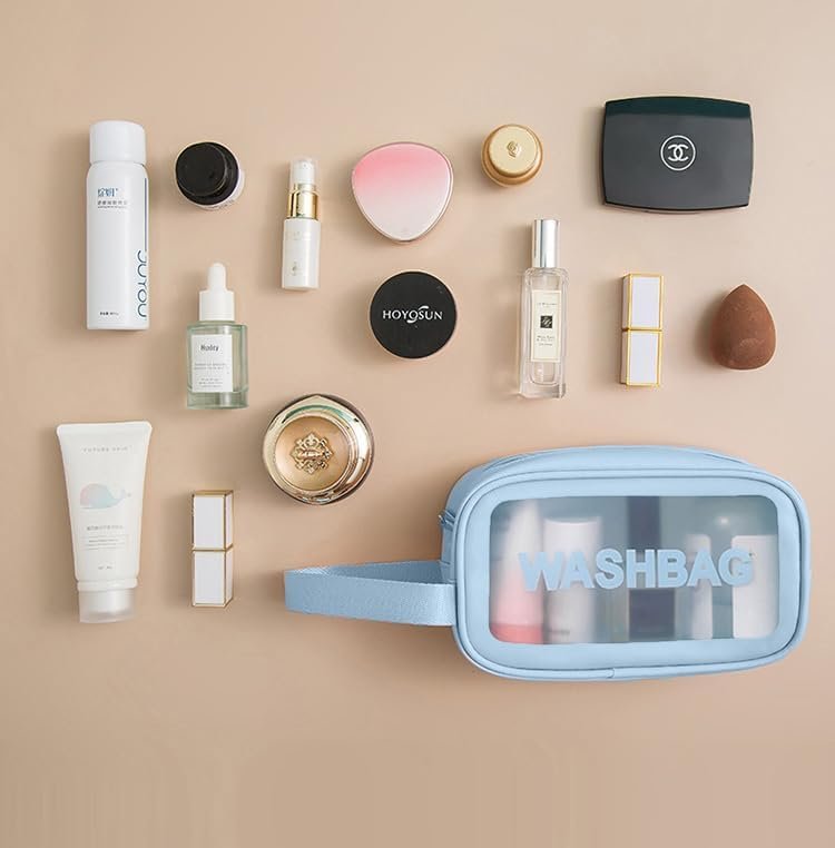 Square Wash Bag - Blue | Stylish & Compact Toiletry Organizer for Travel and Daily Use