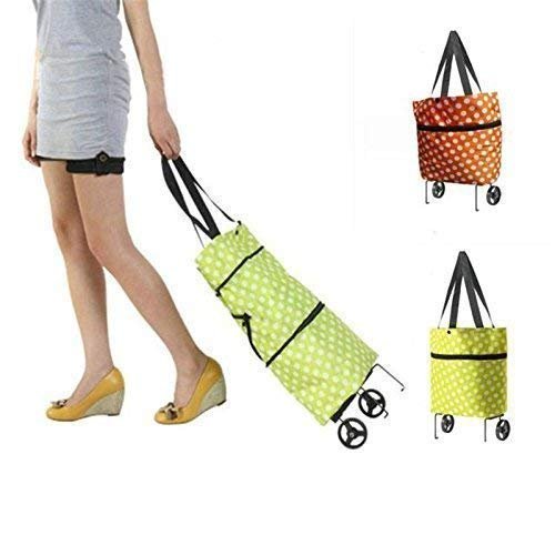Shopping Bag and Trolley Bag with Wheels | Foldable, Lightweight Travel Bag for Groceries, Shopping & Travel | Durable & Spacious