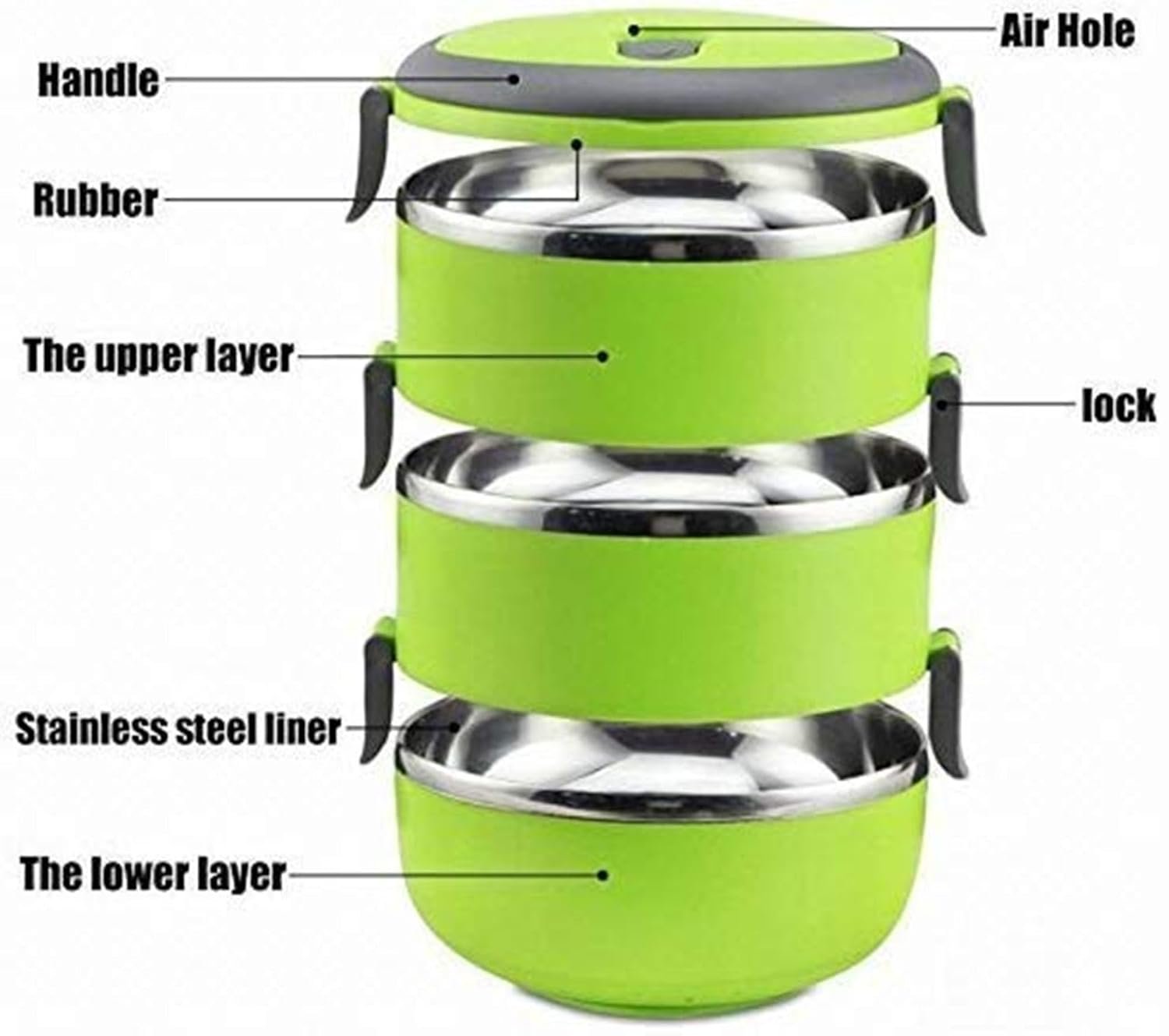3 Layer Lunch Box – Stackable, Leak-Proof Food Storage Container for Meal Prep, Work, and School – BPA-Free, Microwave & Dishwasher Safe