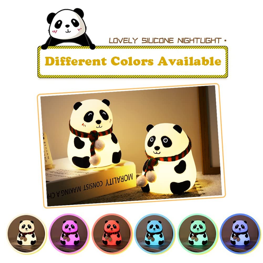 Panda Night Lamp – Cute LED Night Light for Kids, Nursery, Bedroom – Soft Glow, Color Changing, Portable Lamp for Sleep & Relaxation