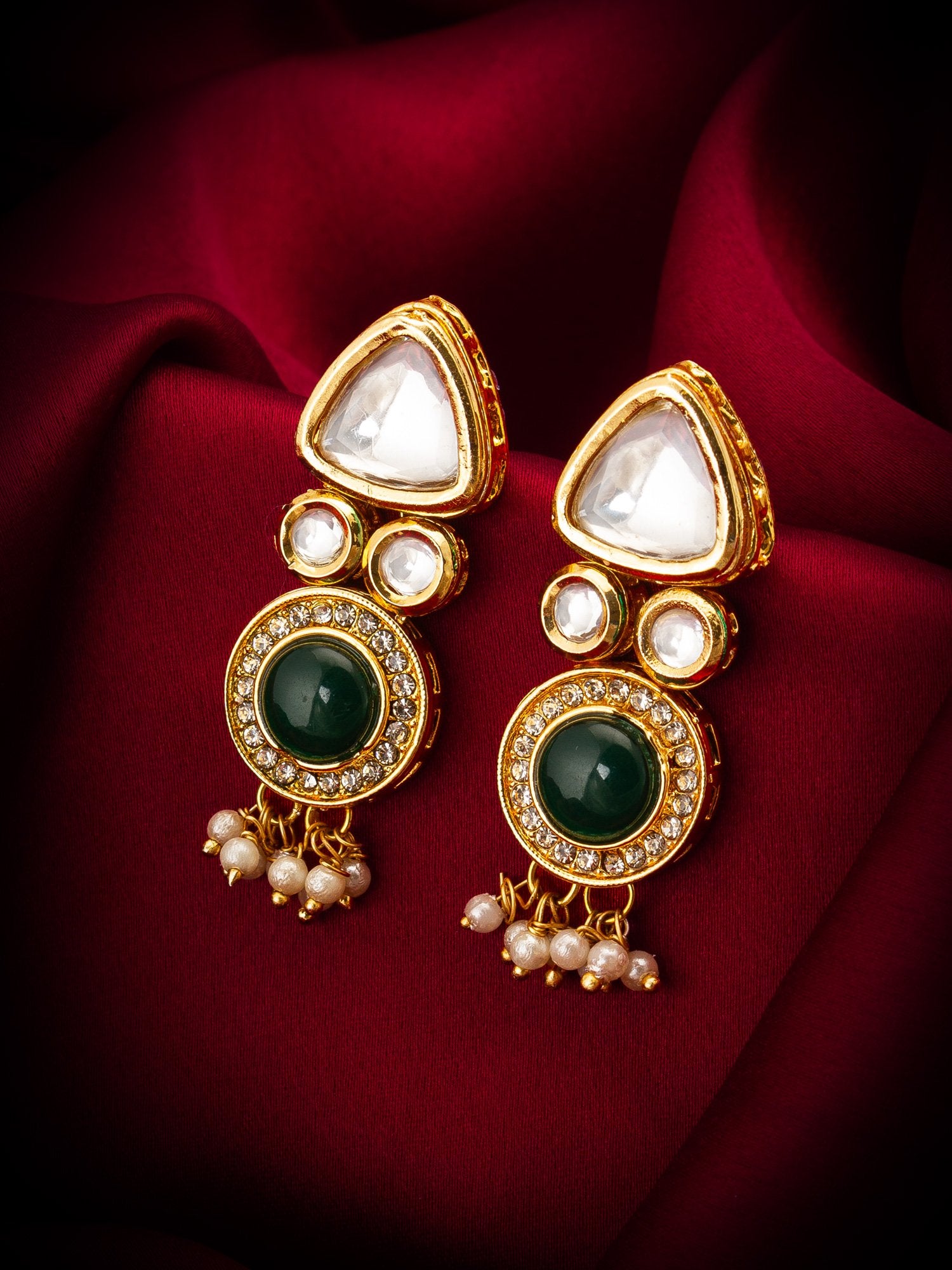 Golden Gemstone Earrings – Colorful Radiance