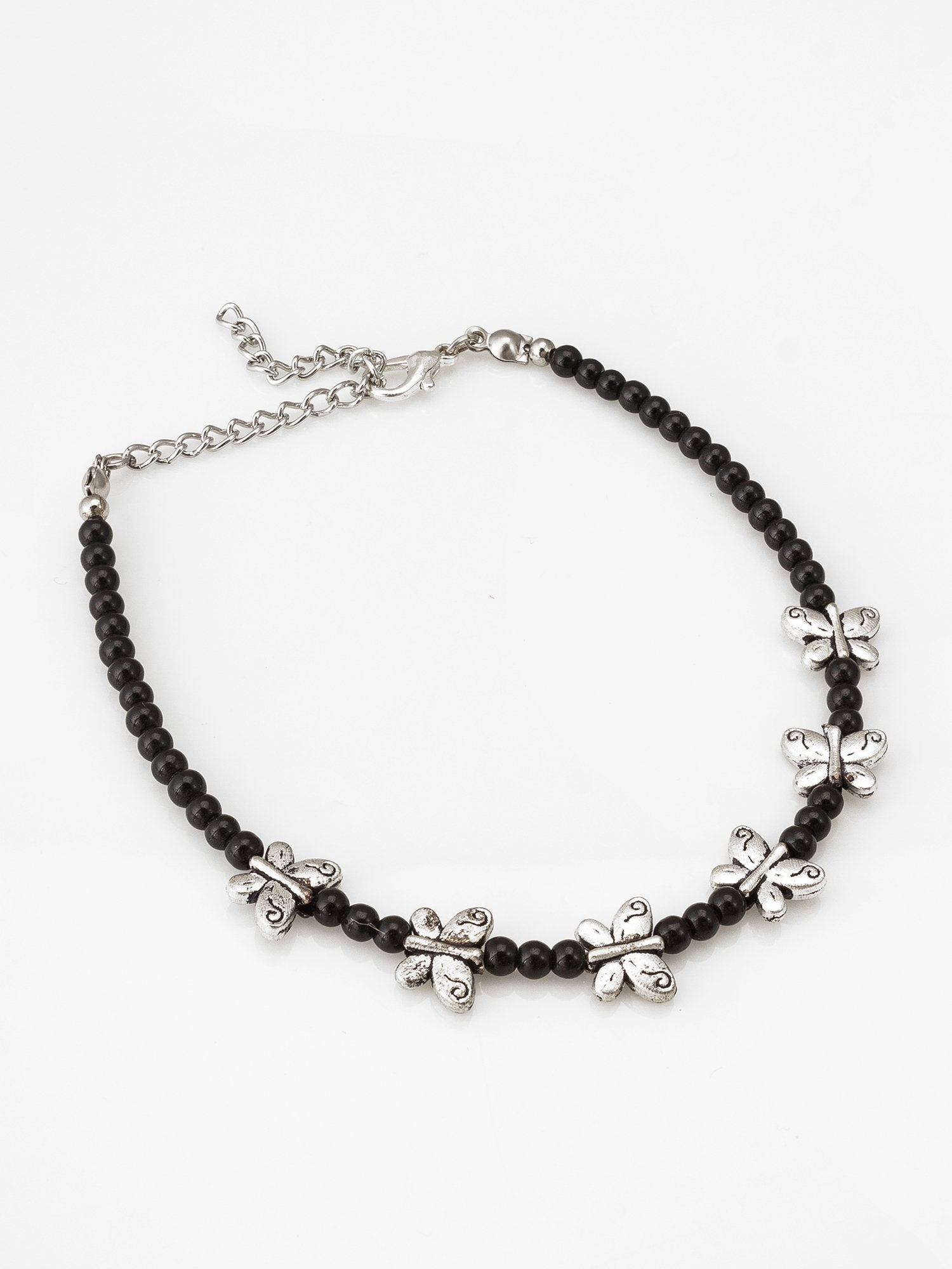 Sleek Black Leather Anklet – Bold and Modern