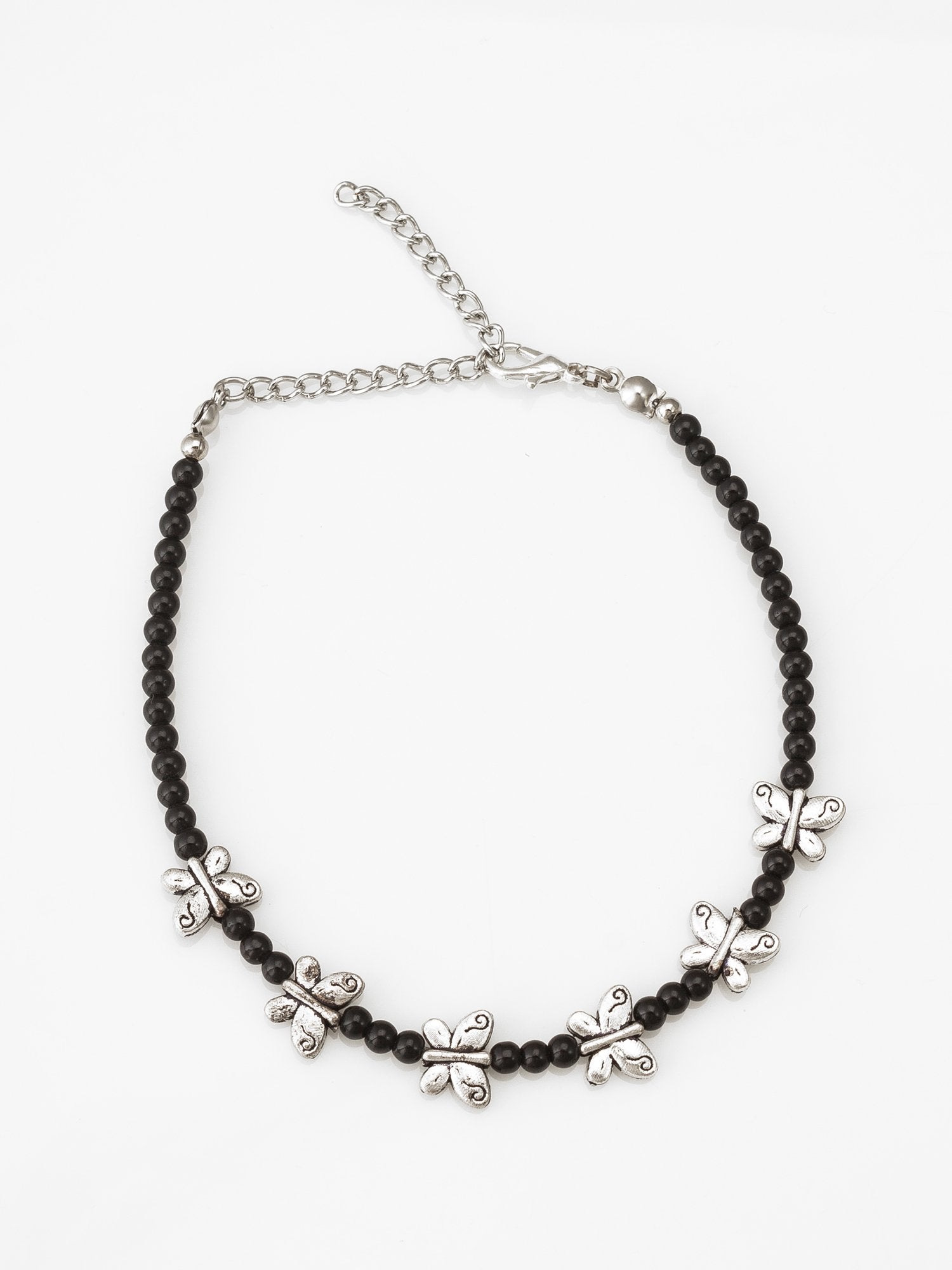 Sleek Black Leather Anklet – Bold and Modern