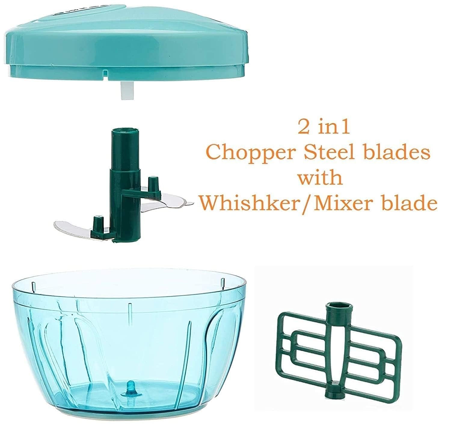 500ml Manual Food Chopper | Hand-Powered Vegetable Chopper & Cutter | Quick & Easy Onion, Garlic, Nuts, and Salad Chopper | BPA-Free, Durable & Portable Kitchen Tool