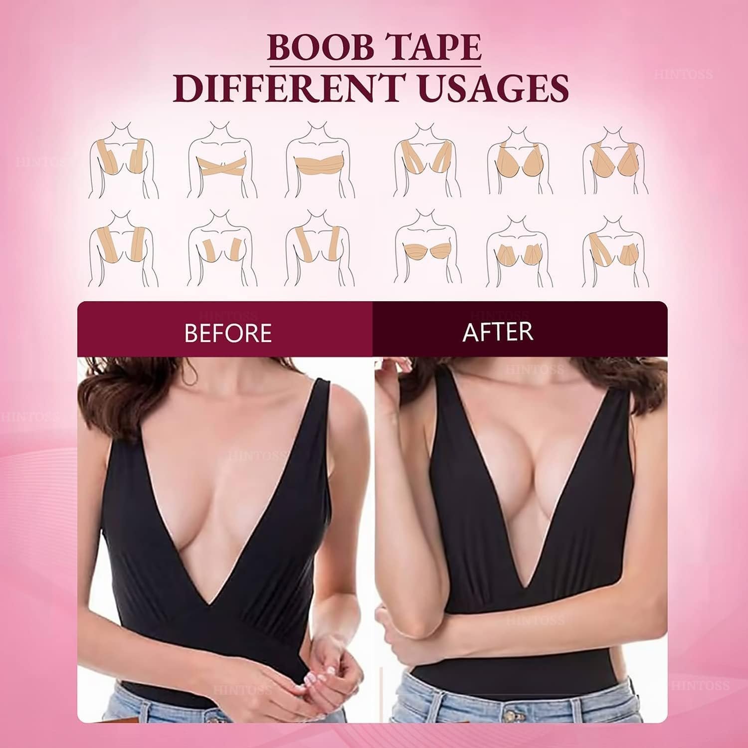 Boob Tape with 10 Nipple Pasties – All-Day Lift and Comfort